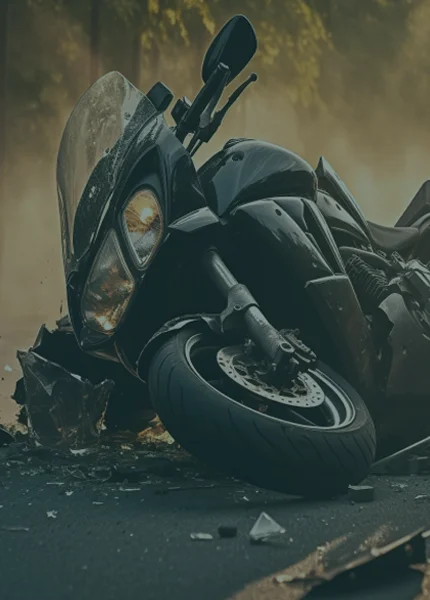 دراجة نارية تعرضت لأضرار في حادث
