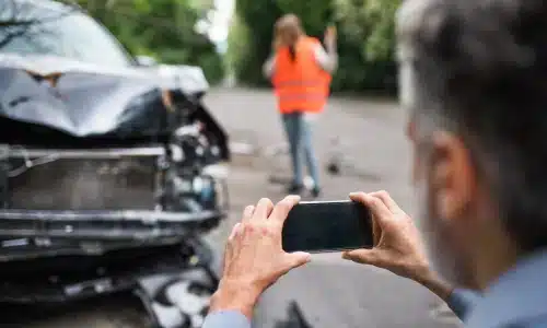 محامي حوادث السيارات في غينزفيل يوثق موقع الحادث ويجمع الأدلة المهمة.