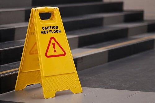 wet floor slip and fall sign