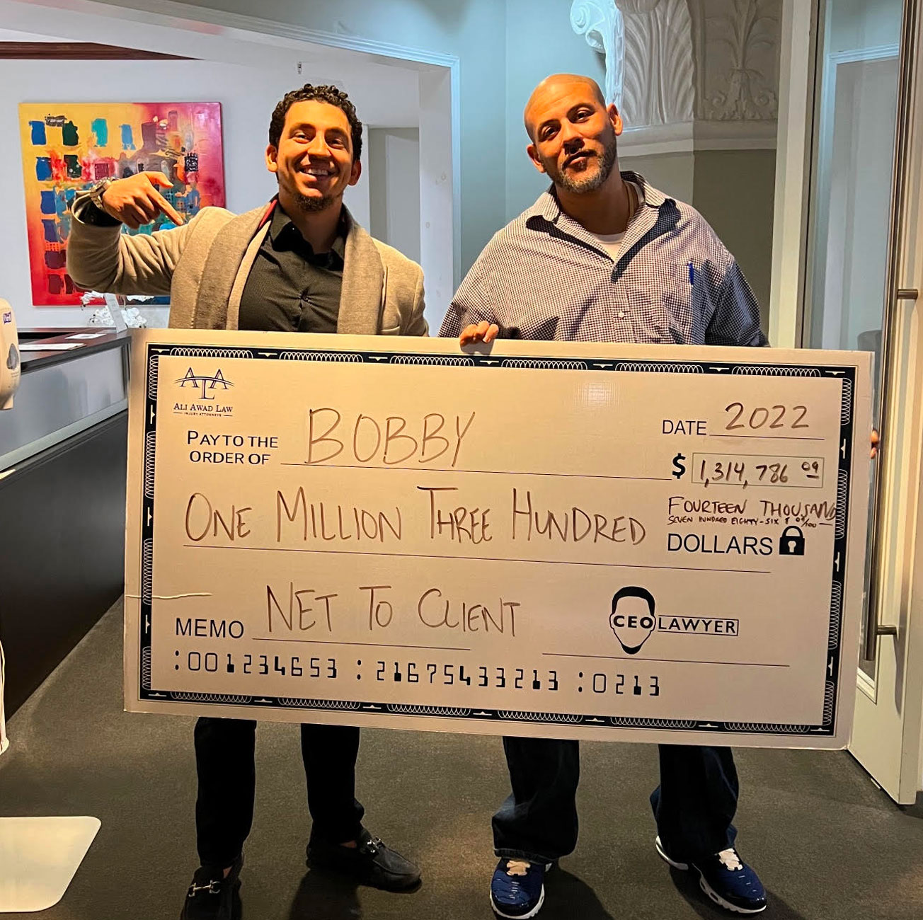 Bobby with a check