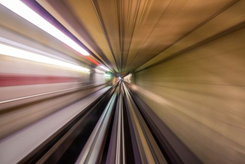 Public transportation underground subway tunnel in Atlanta.