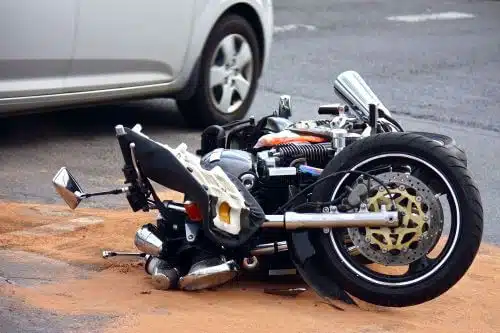 A damaged bike after an accident.