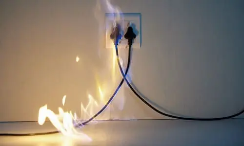 A defective product causes two electical cords to catch fire while plugged in to the wall.