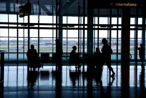people walking in an airport