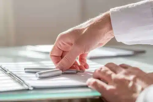 lawyer taking notes