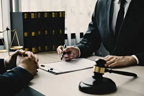 A defective product lawyer in Duluth takes notes at his desk.