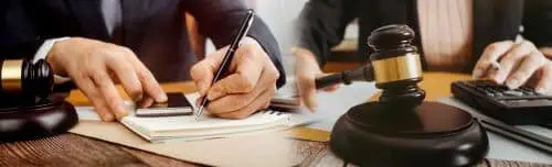 A lawyer specializing in dangerous drugs works on a brief.