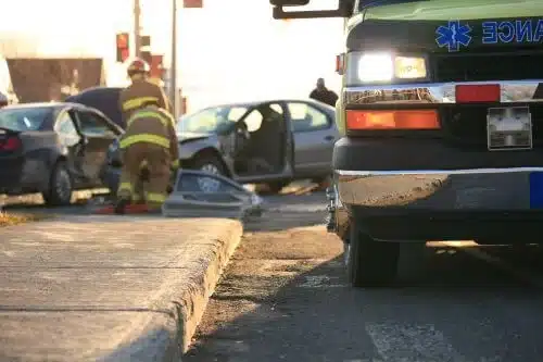 A badly damaged car after a car accident