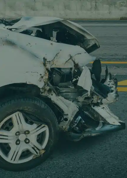 damaged car due to a car accident